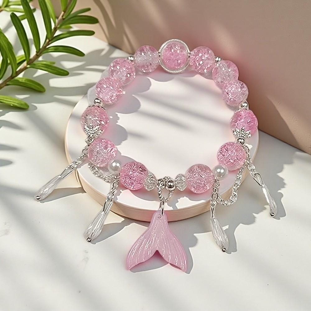 Sweet Fishtail Crystal Bracelet Colorful Beads Sweet Lucky Hand Chain Fashion Accessory