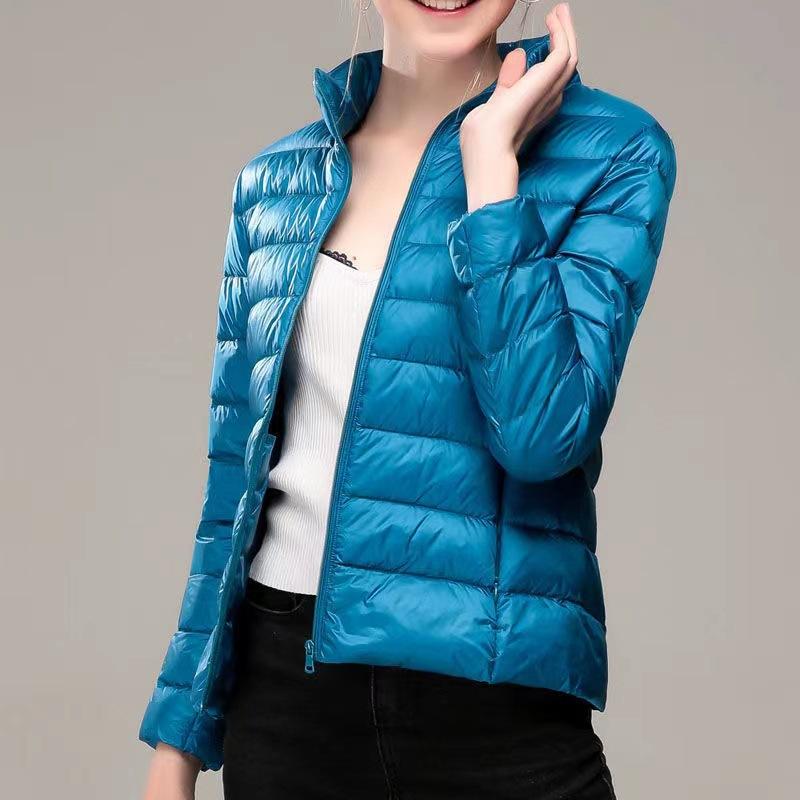 Winter Women's Casual Solid Color Thin Waterproof Down Jacket White Duck Down Hooded Down Jacket