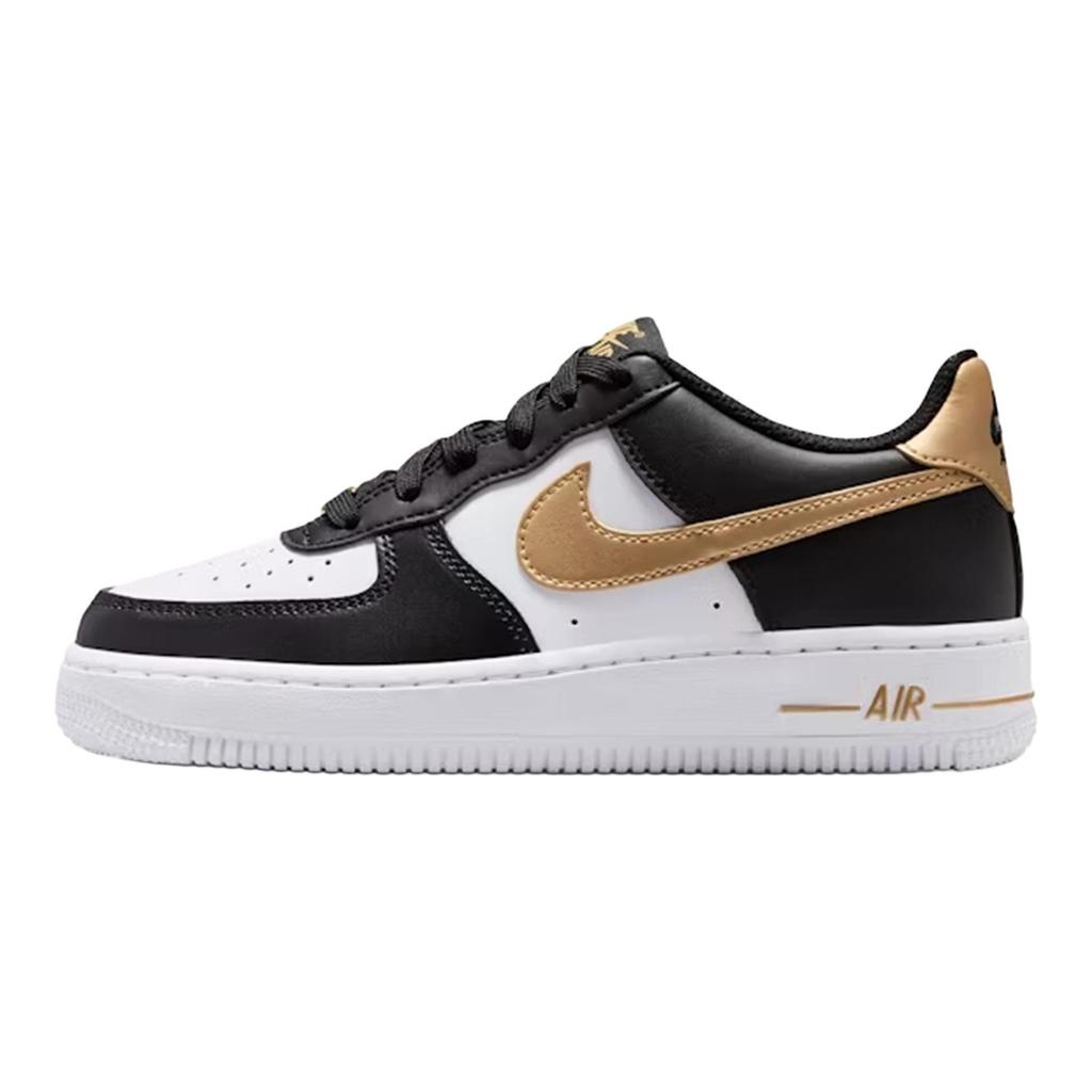 Nike Кроссовки Air Force 1 GS Черные Белые Металлик Золото Детские CT3839-009