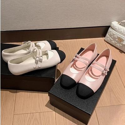 Версия из овчины~ Туфли Мэри Джейн в стиле Сяосянфэн женские 2025 весна и лето новые кожаные цветные круглый носок на плоской подошве балетки