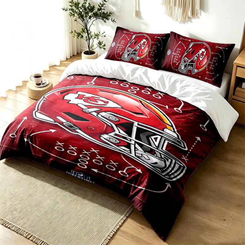 Kansas City Chiefs 3pc Duvet Cover Set Simple Modern Bedding Set Wrinkle Resistant Soft Fabric All Season Use a perfect gift