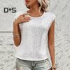 Women T-shirt Round Neck Sleeveless Loose Fit Tee Shirt Shiny Sequins Casual Tees Regular Fit Top Daily Wear