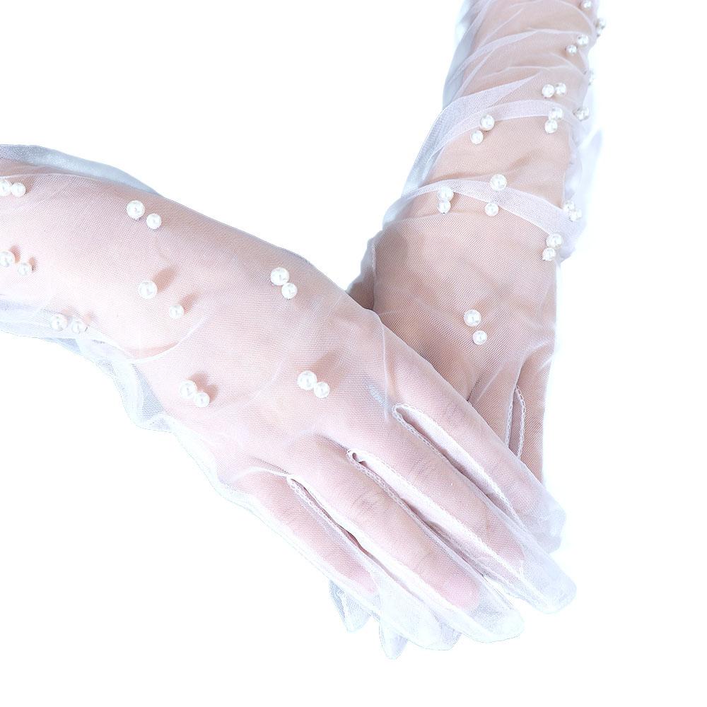 Вечеринка Жемчужной Свадьбы Шифоновые Перчатки С Длинными Пальцами Свадебные Перчатки Свадебные Аксессуары Перчатки Без Пальцев