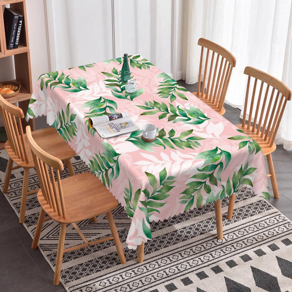 Tropical Palm Leaves Flowers Table Cloth Wedding Party Rectangle Waterproof Reusable Kitchen Tablecloth Camping Patio Decor