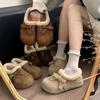 Birkenstocks на толстой подошве, модели с бархатным бантом для элегантного образа, новые зимние модели, хлопковая уличная обувь на мягкой подошве для тепла