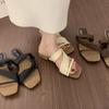 Ретро универсальные и не утомляющие ноги шлепанцы с открытым носком для женской летней носки, ленивый ветер, 3 см, маленькие босоножки на высоком каблуке