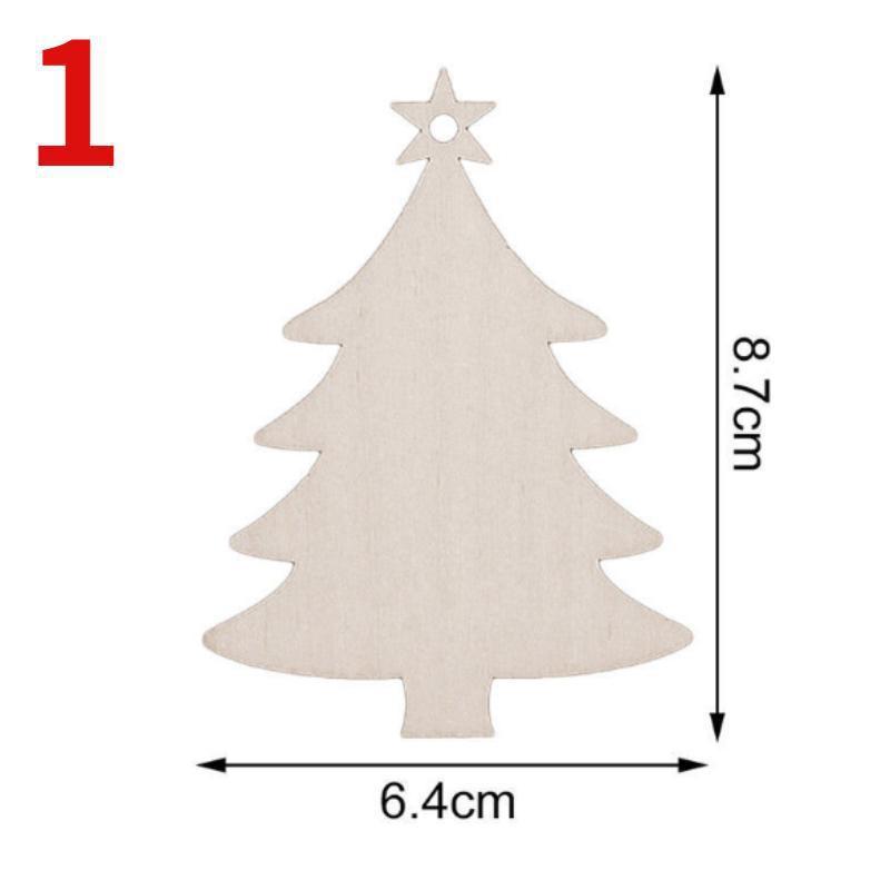 10Pcs/Bag Wooden Christmas Decorations Creative Christmas Tree Pendant Holiday Party Home DIY Decoration