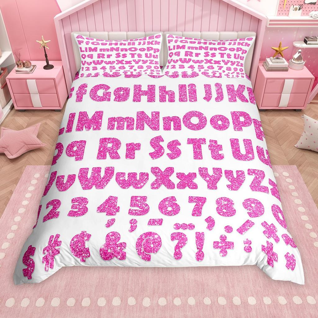 Комплект пододеяльника с мультяшным алфавитом Homewish для детей, красочный цифровой комплект чехла для одеяла, постельный комплект на школьную тематику
