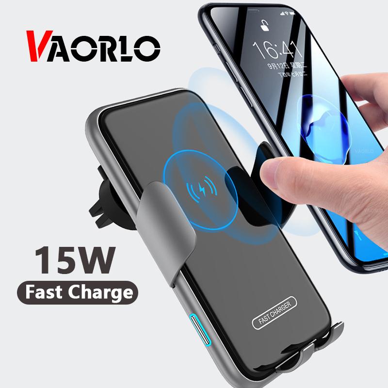 VAORLO Автомобильное зарядное устройство 15 Вт, быстрая зарядка, автоматическая индукционная беспроводная зарядка, быстрая зарядка QI для iphone 13Pro 14pro, держатель для телефона Xiaomi Huawei