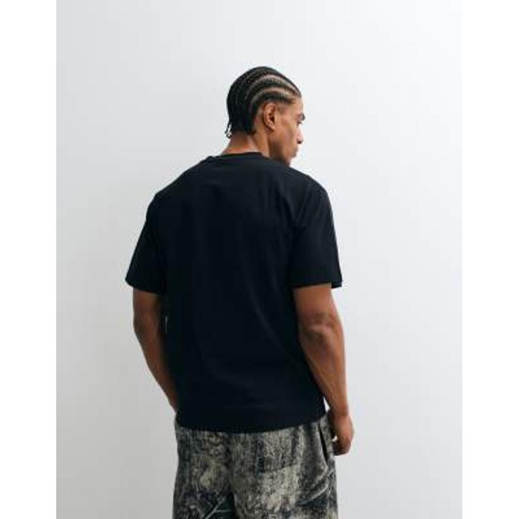 Unisex No Problemo Mini Logo Chest Print Cotton T-Shirt Black
