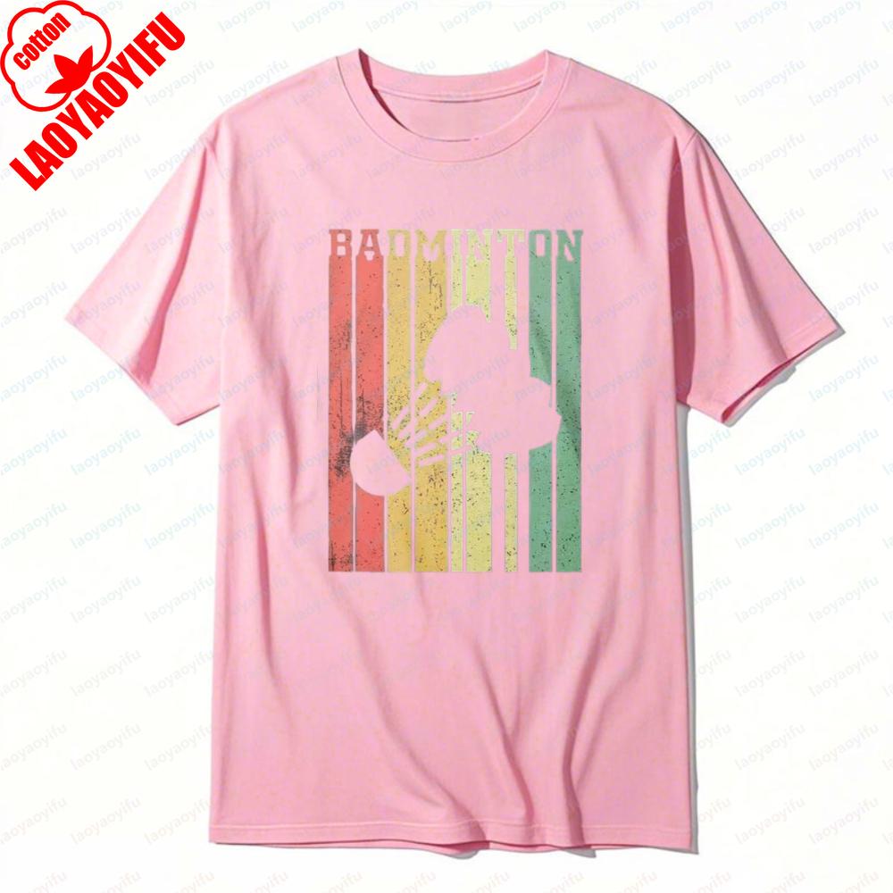 Badminton Sport Graphic Tee Vintage Style TShirt for Unisex Shuttlecock Fashion Streetwear Shortsleev Trendy Tops Athletic Wear