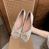 Fashion Women's Flat Shoes Autumn New Round Head Shallow Mouth Cloth Surface Pearl Square Buckle Soft Sole Non-slip Low Top Shoes
