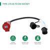 32a 3P Ev Charger Adapter Type2 Plug to Red CEE Socket Connector European Electric Vehicle Car Charger Plug To Cee EVSE Charging