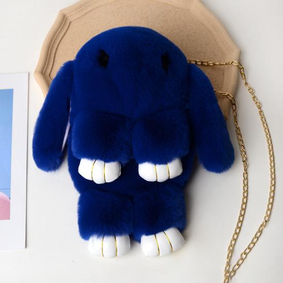 Messenger Bag Cartoon Bunny Shapr Furry Fluffy Soft Touch Plush Chain Shoulder