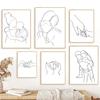 Черно-белые минималистичные абстрактные линии мама ребенок настенное искусство холст картины скандинавские постеры и принты настенные картины декор детской комнаты