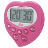YNAC LINKSY Heart-Shaped Joyful Timer with Clock, Water-Resistant, LT801PPA, 7.6 x 7.8 x 1.6 cm, Pink, Makes Waiting Time Enjoyable