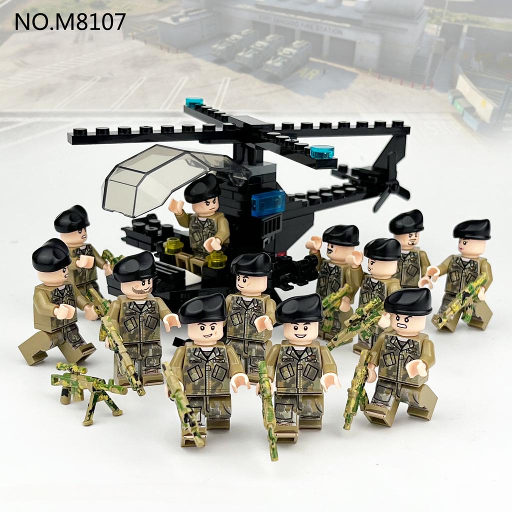 M8107 Air Assault Division Small Particle Military Building Blocks Helicopter Building Blocks Toy