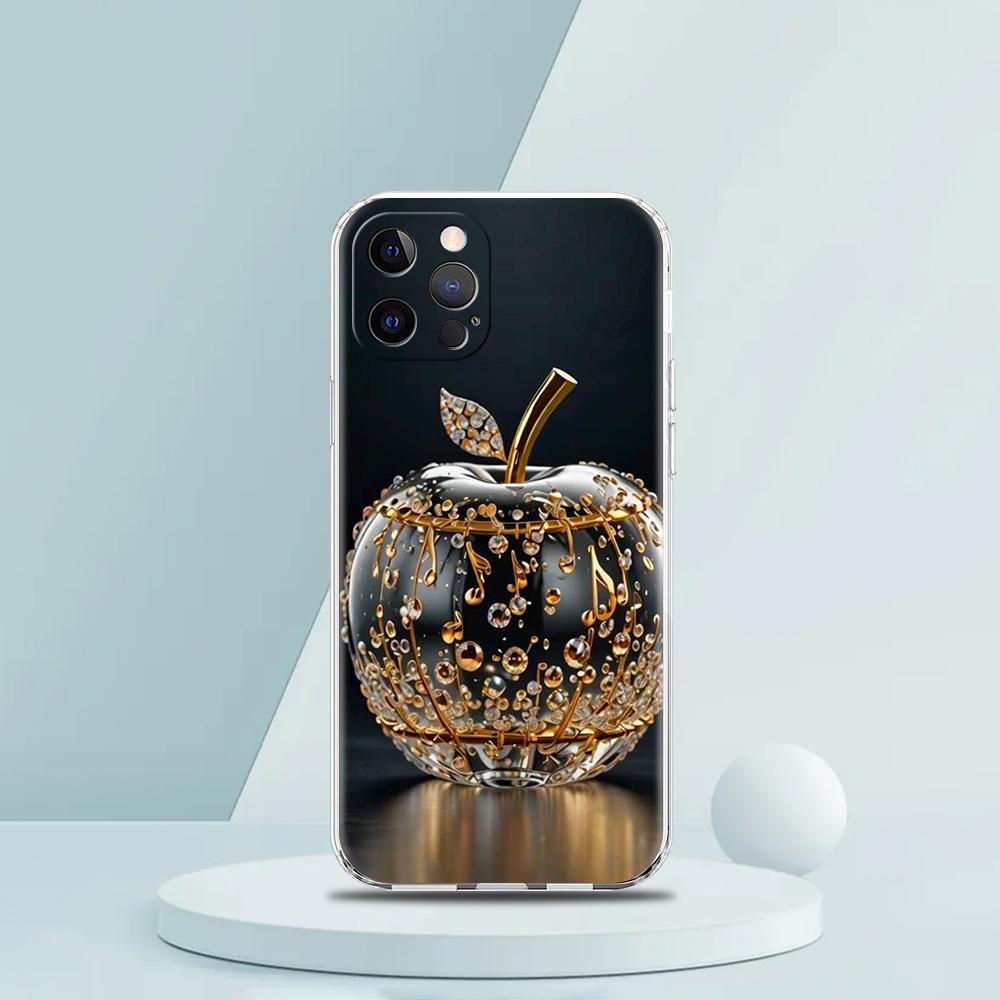 Мягкий прозрачный чехол-бампер из ТПУ для iPhone 16 15 14 13 12 11 Pro Max XR 8 7 Plus XR Оболочка Счастливый Черный с рисунком Яблока Capas