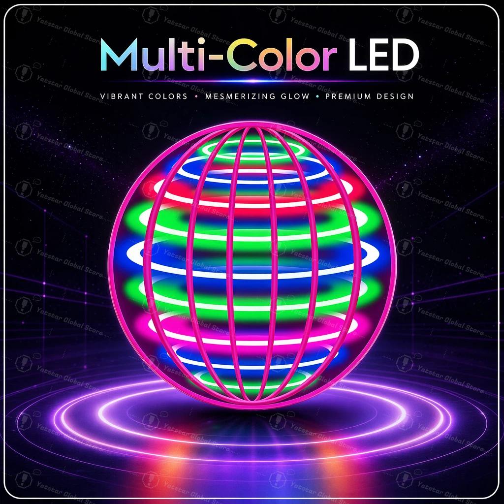 Летающий шар-НЛО с LED-подсветкой, Автоматически вращающийся на 360° Игрушка для улицы, Подарок на день рождения для подростков и взрослых