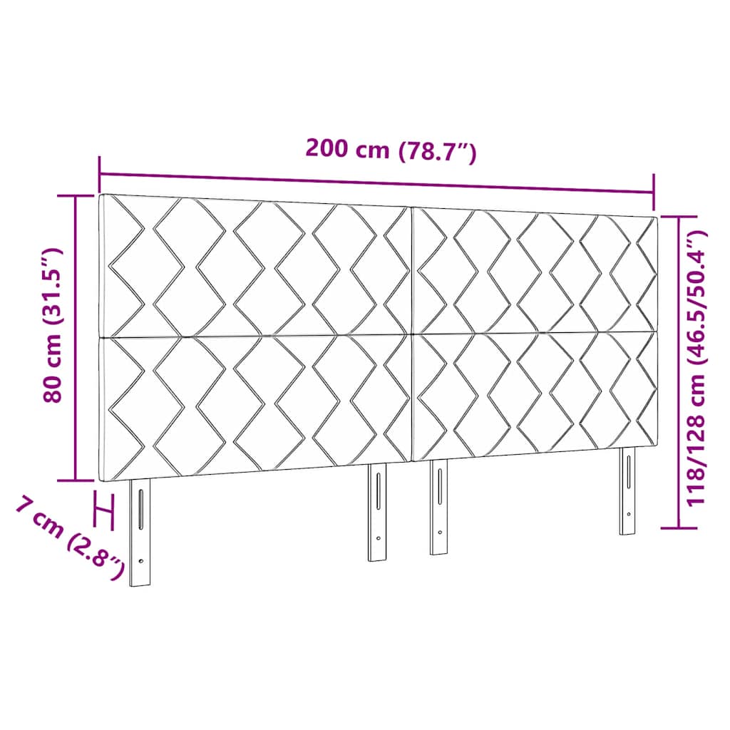 Headboard Black 200 cm Velvet
