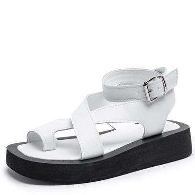 Мода 2024 года, женские сандалии из натуральной кожи, лето, новые сандалии с застежкой-молнией, женские римские туфли, сандалии-маффины, сандалии