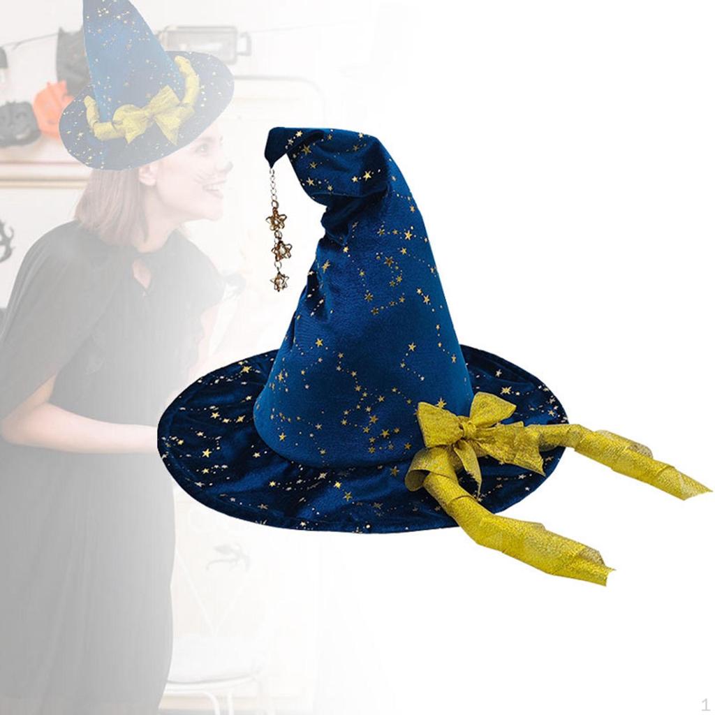 Halloween Witch Hat and Bow Sorceress Costume Pointed for Carnival Stage