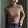 Autumn and Winter Women's Bottom Shirt De Velvet Half High Neck Bottom Shirt Inner Plus Velvet Medium Neck Long Sleeve Top