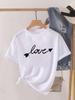 (Asian Size) Love Letter Trend Cute Short Sleeve T Shirt O-neck Tee Clothing Top Casual Fashion Print Lady Female Women Graphic T-shirts