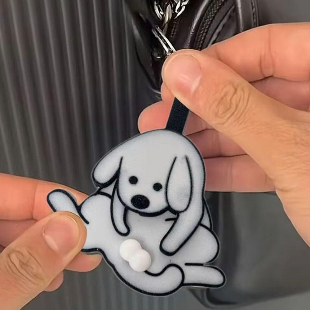Exquisite Pull Play Egg Dog Keychain Pull Play Jewelry Keychain Trick Cat Bag Pendant  Women Men