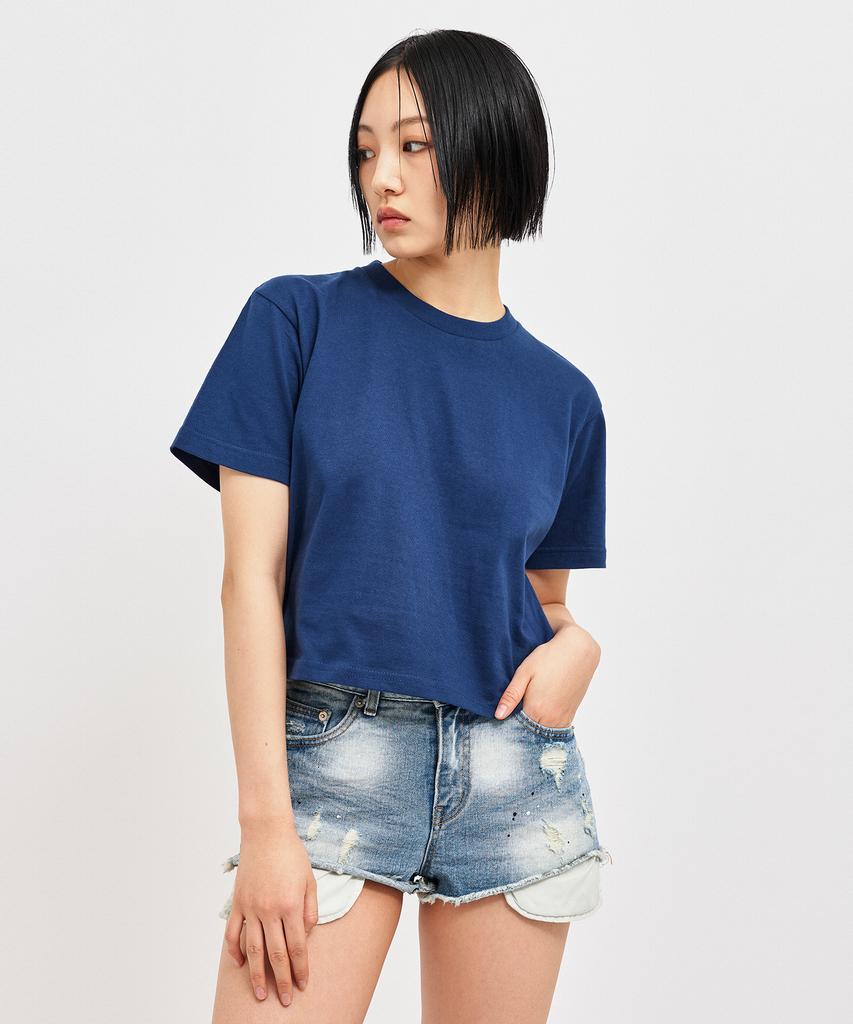C WEAR BY THE GENIUS Oversized Crop T-Shirt Navy