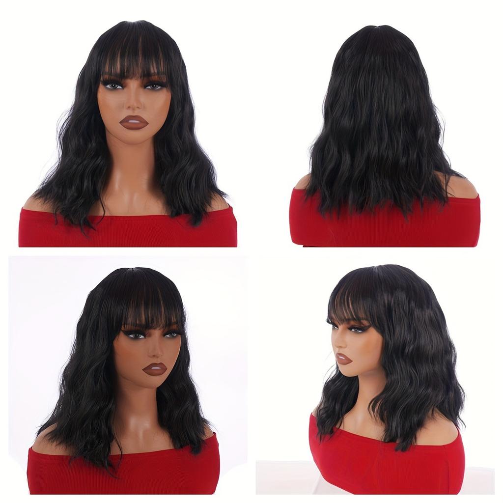 Короткий парик с челкой, волнистые синтетические парики, парики из светлых черных красных вьющихся волос для женщин, парик для косплея на каждый день, термостойкий