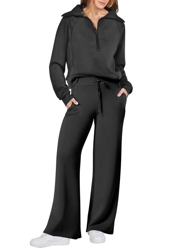 2023 Spring/Autumn Casual Sports Zipper Hoodie & Wide-Leg Pants Set