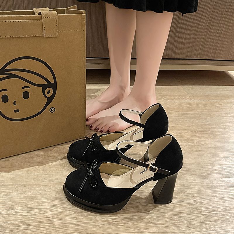 2025 новый ретро-британский стиль банта, иностранный стиль и универсальность, чистое желание для невысоких людей увеличить рост и показать ноги, длинные высокие каблуки