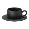 JUSTINLAU Japanese Ceramic Mug Black White Fired Stone 110/280ml Coffee Cup&Saucer Set Breakfast Milk Coffee Cup Egg-shaped Mug