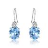 Sky Blue Topaz Oval Silver Drop Earrings 925 Sterling Silver Jewelry Earring For Women