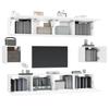 6 piece TV cabinet set white particleboard