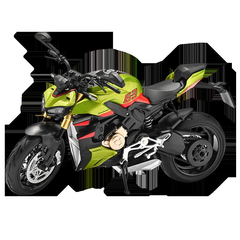 1:12 V4S Alloy Die Cast Motorcycle Model Vehicle Collection Sound and Light Off Road Autocycle Toy Car