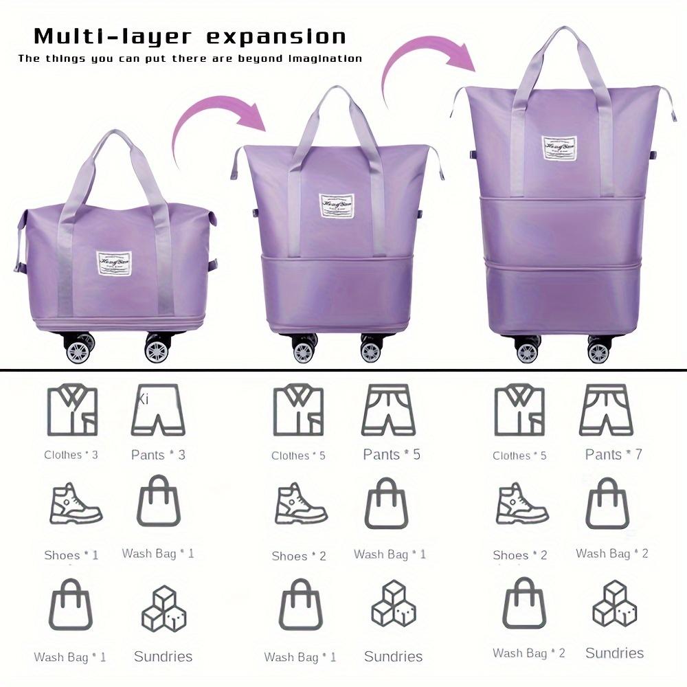 [Складная дорожная сумка] 3-слойная очень большая складная дорожная сумка на колесах | Нейлоновая багажная сумка для ежедневных поездок на работу и переездов