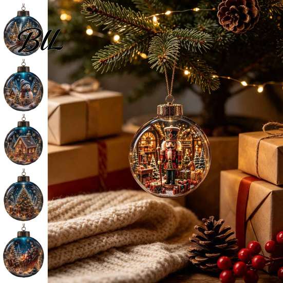 Christmas Tree Hanging Accessories Glowing Ornament with Lanyard, Unique Styles Miniature Glass Pendant LED Gift Ideas for Lovers Light, Decorative