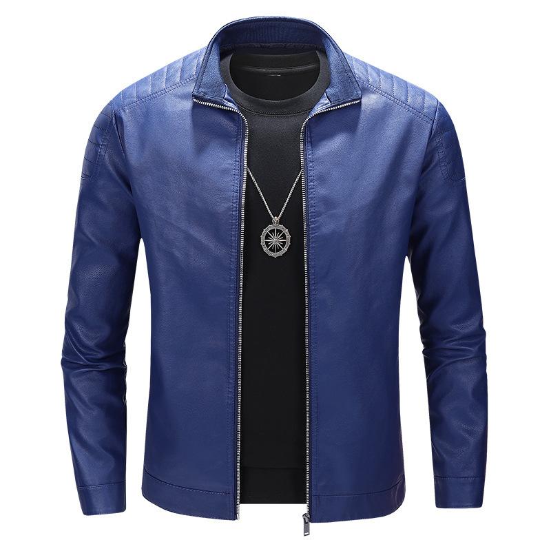 Stand collar leather jacket for men, motorcycle jacket, autumn/winter new leather jacket, slim-fit, stylish men's wear