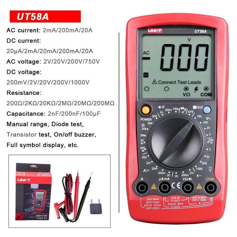 UNI-T UT58A UT58B UT58C UT58D UT58E Профессиональный цифровой мультиметр Высокоточный многофункциональный электрический измерительный инструмент