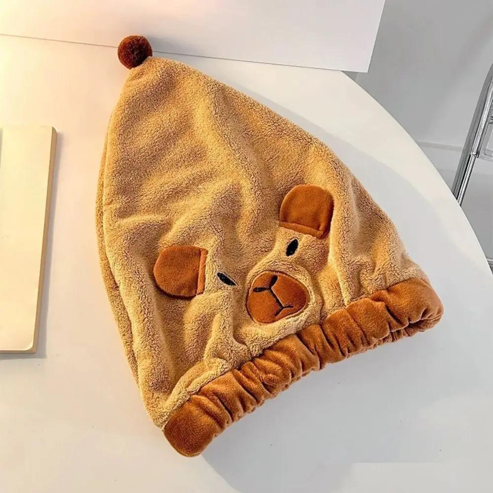 Quick Drying Capybara Dry Hair Cap Combed Cotton Coral Velvet Bathing Cap Capybara Towel  Pool