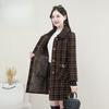 Women's Winter Plaid Slimming Coat with Added Velvet and Thick Coat, Mom's Plus Size, Medium Long Style, Stylish Warm Coat