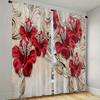 2pcs Set Modern Abstract Golden Butterfly & Leaf Curtains Versatile Polyester Drapes for Living Room, Bedroom, Kitchen Decor
