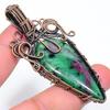 Ruby In Zoisite Handmade Copper Wire Wrap Jewelry Pendant 2.88" U3f01