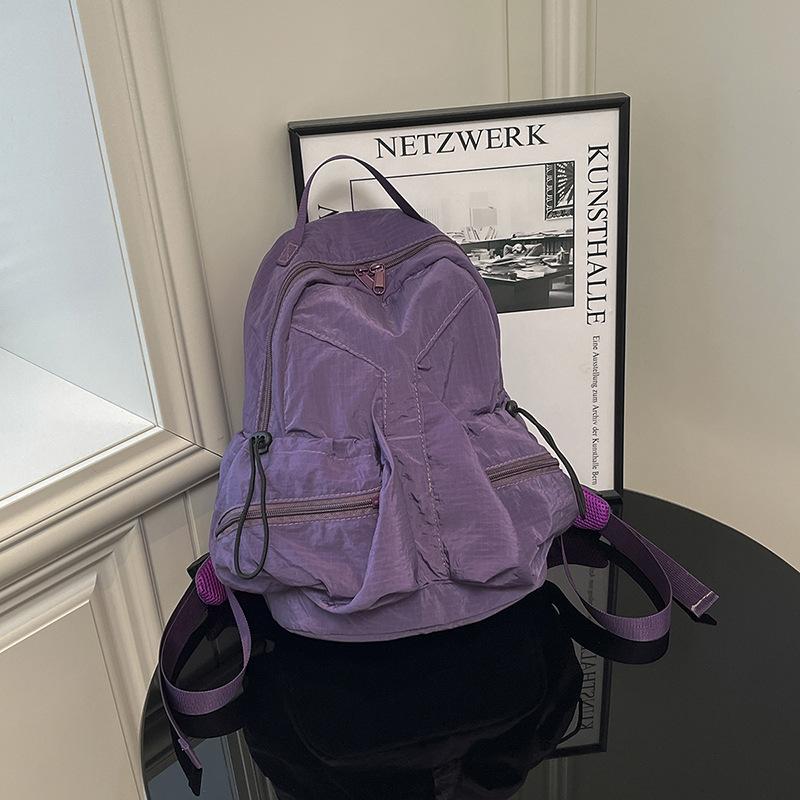 Japan and South Korea Leisure Travel Girls' Pleated Backpack New Lightweight and Fashionable Large Capacity Drawstring Backpack Student School Bag