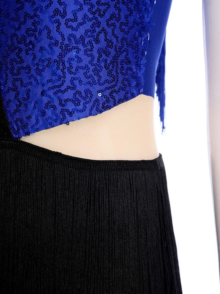 S-XXL Женский комбинезон для латиноамериканских танцев в стиле диско 70-х с пайетками и бахромой, контрастный по цвету, цельный