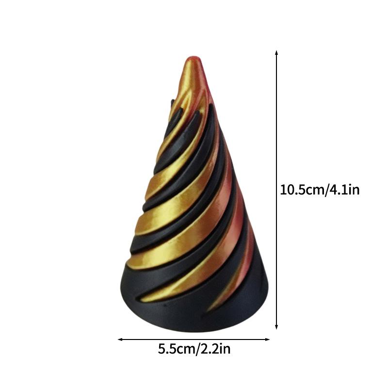 Вращающаяся пирамида Напечатанный на 3D принтере спиральный конус Трехмерная пирамида Настольная фигурка Домашнее украшение Настольные аксессуары
