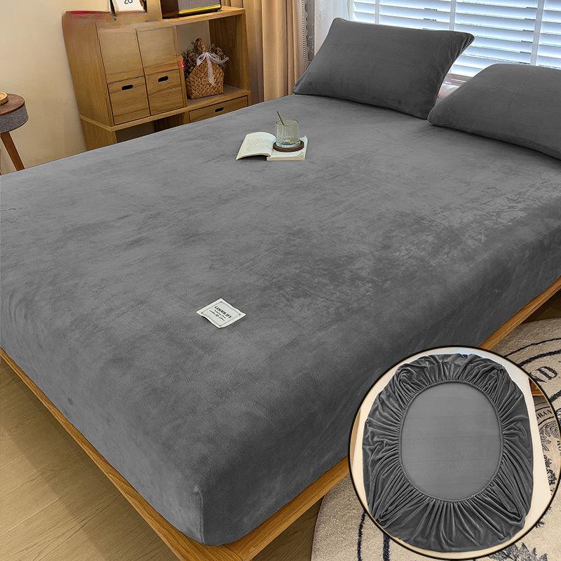 Winter Warm Plush Fitted Sheet Elastic Mattress Cover Fluffy Velvet Fleece Bed Linen Couple Thermal Double Bed King Size