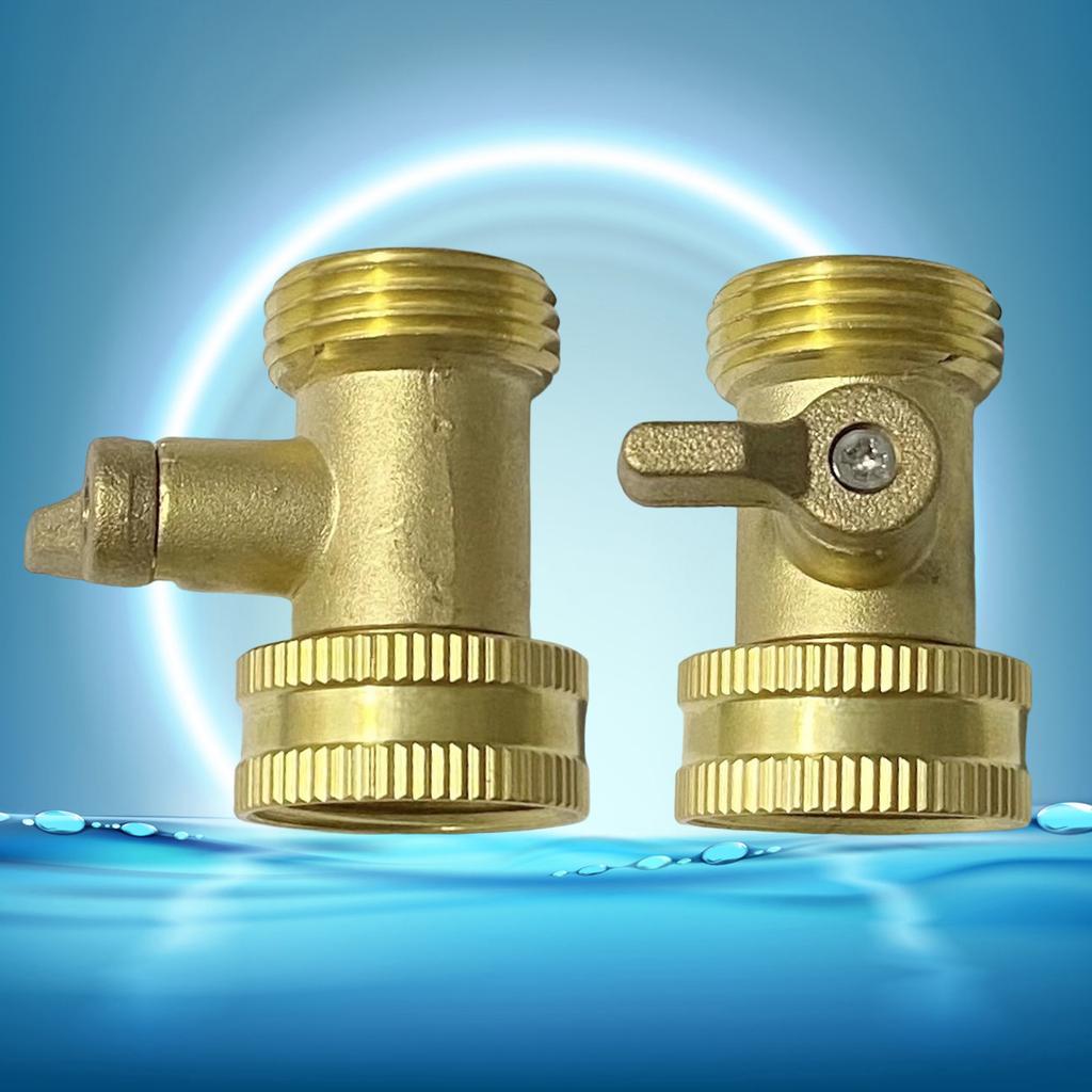 2 Pieces Portable Sturdy Brass Hose Shut Off Valves with Extended Handle Fit 3/4Inch Garden Hose Connectors Daily Use